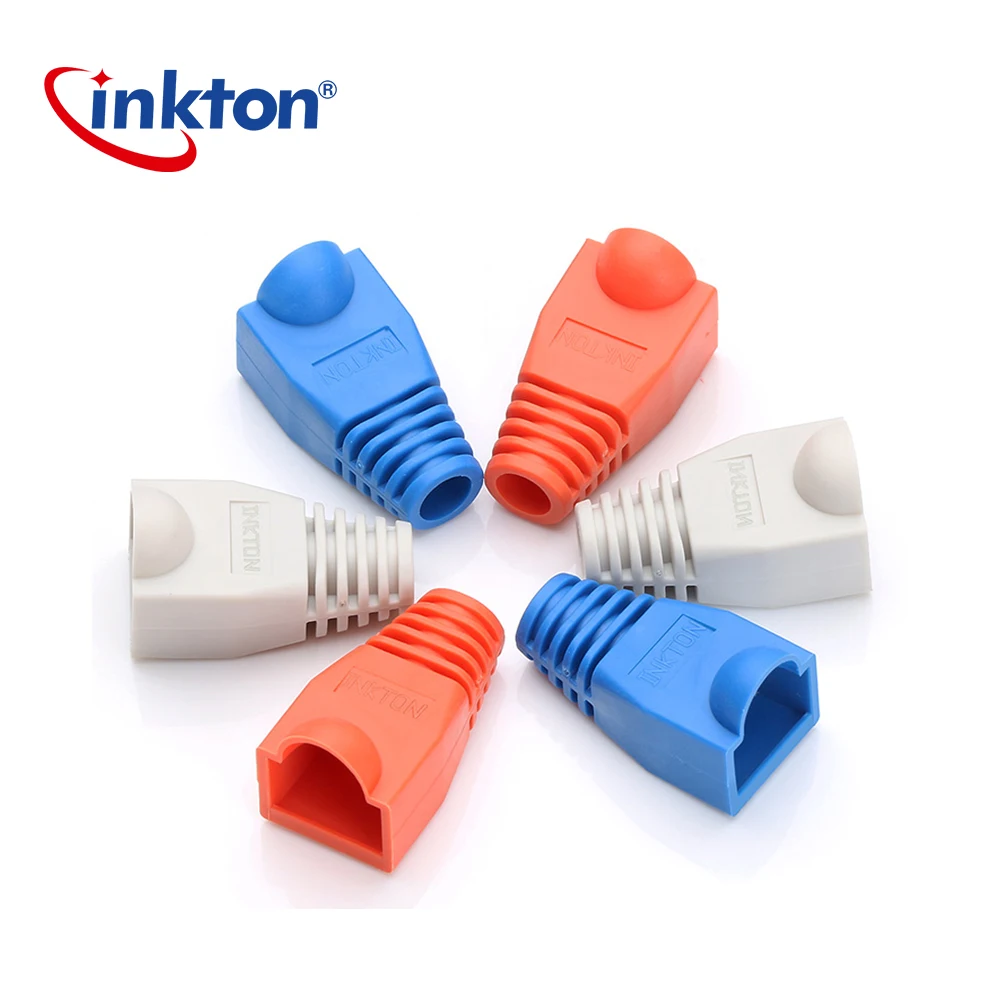 Inkton 50/100 шт Cat6 RJ45 разъем плагин для загрузки Цвета Анти-пыль для 6 мм кабель Ethernet гнездо загрузки Кепки s Красочные Кепки головные уборы