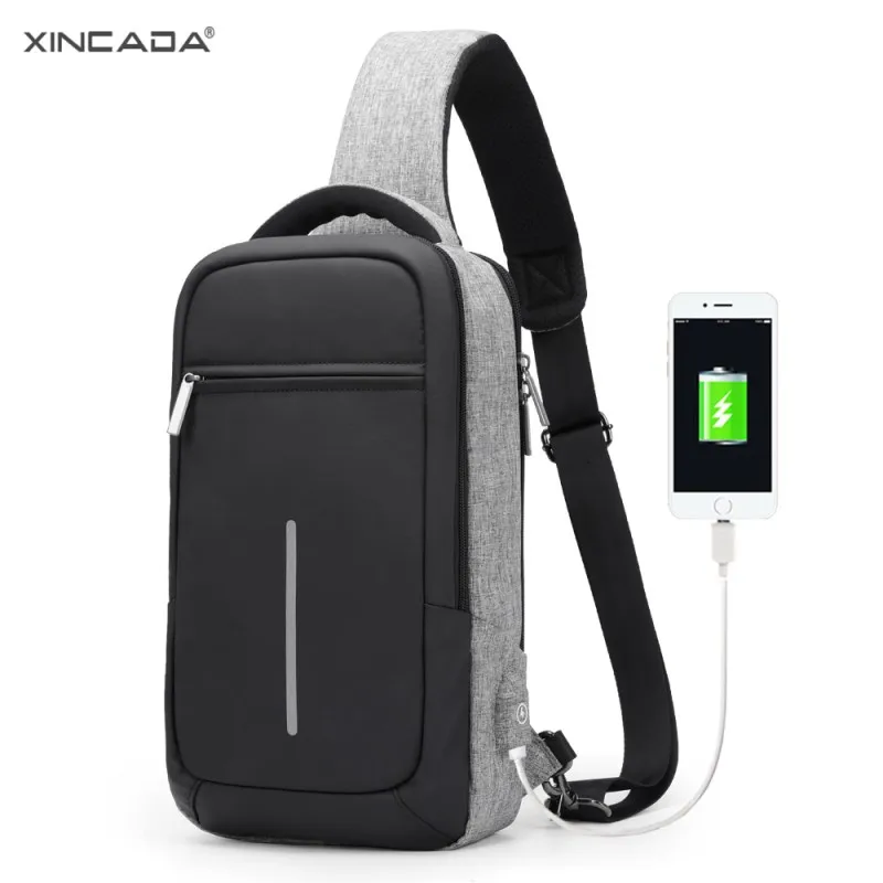 Мужская нагрудная сумка XINCADA маленькая мессенджер через плечо с usb портом для