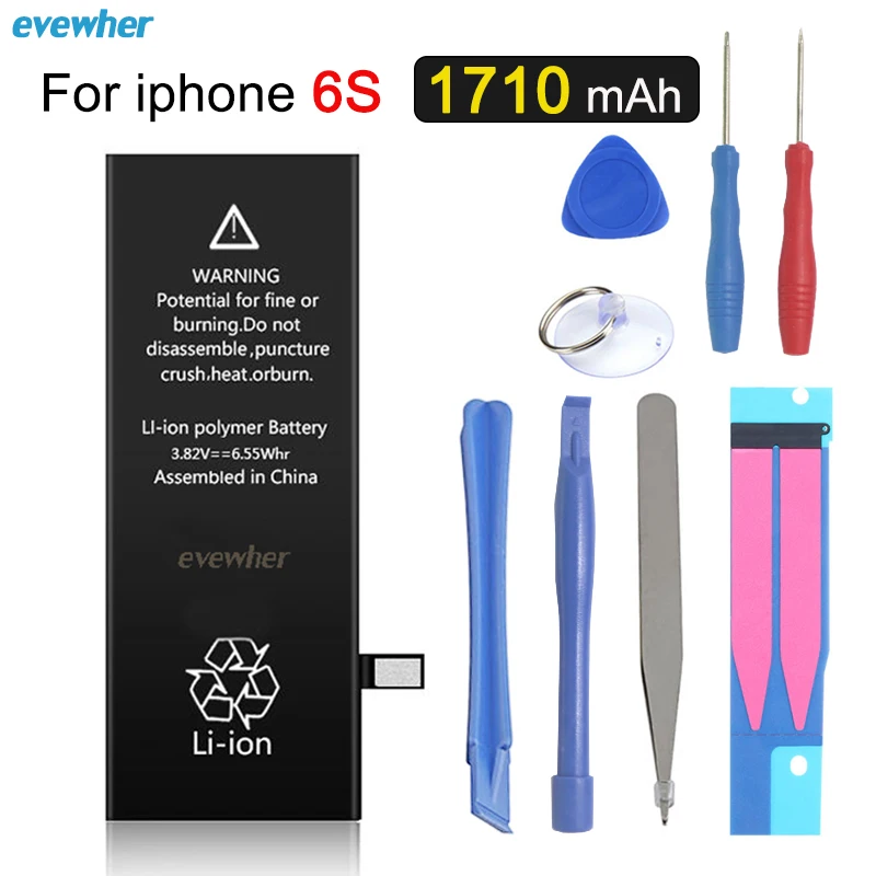 Evewher для Iphone 6S батарея большой емкости Batery Iphone6S сменные батареи 1710mah Lipolymer