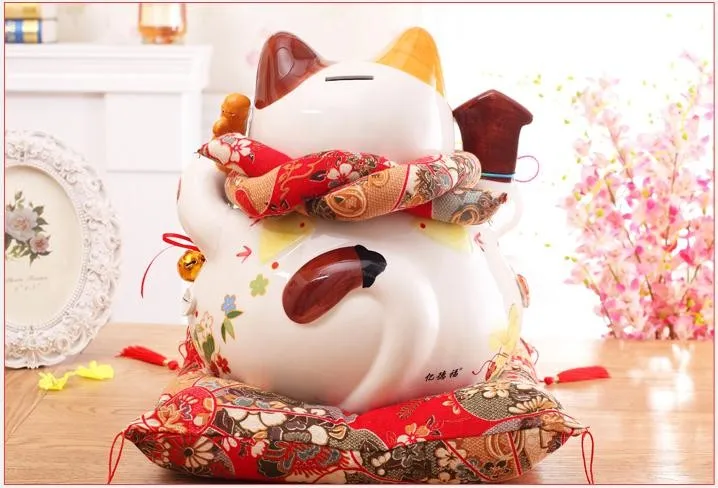 Японский стиль большой негабаритный орнамент Lucky Cat керамическая копилка открытие подарок магазин Декор