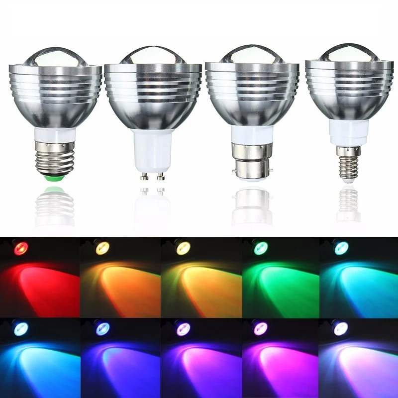 

LED Lamp Bulb E27/B22/GU10/E14 5W Dimmable RGB Color Changing Spotlight LED Spot Light Lamp Bulb With Remote AC 85-265V