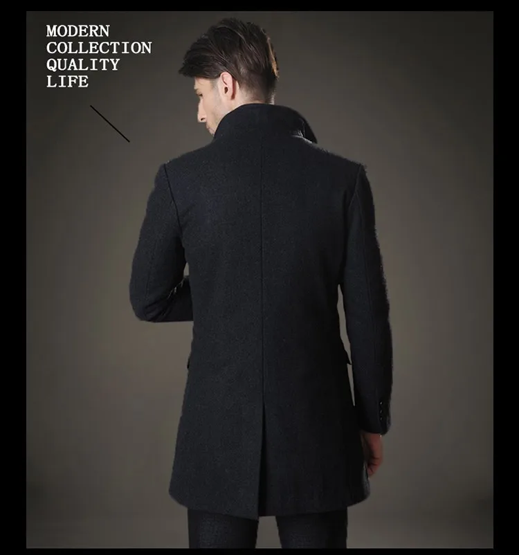 Мужской шерстяной плащ зимний теплый шерстяной длинный жакет Мужской приталенный однотонный шерстяной пиджак европейский модный бренд Мужское пальто