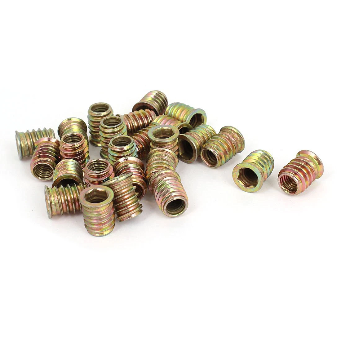 

25 Pcs M8 E-Nut Wood Insert Interface Screws Hex Socket Nut Fittings, Brass Tone
