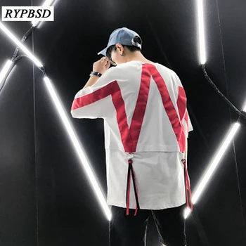 

2019 Summer New Fashion Casual Men's Tee Shirt Solid Color Short Sleeve Loose Streetwear Hip Hop Men T-shirt 2 Colors