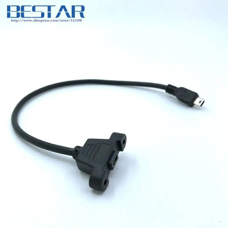 

(100pieces/lot) Mini-USB 5pin Mini USB 2.0 Male to Mini USB 2.0 Female Extension Connector Cable 30cm 50cm With Panel Mount Hole