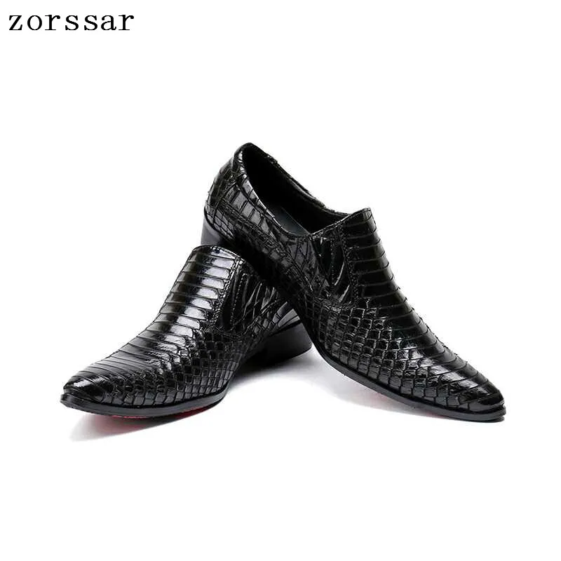 

Zorssar 2019 New pointed toe Genuine leather Oxford Shoes For Men Formal Dress Shoes Fashion snake Men Business office shoes
