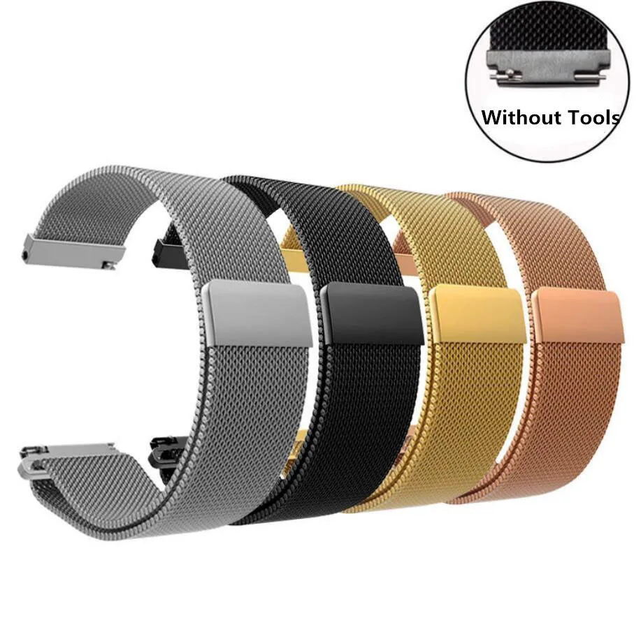 

SANYU 18mm 20mm 22mm Width Milanese Watchbands Universal Strap Three Links Stainless Steel Watchband For Smart Watch Metal Band