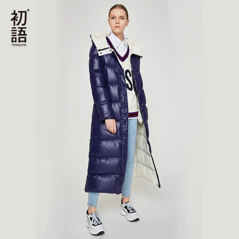Goede Toyouth Eendendons Lange Jas Vrouwen Winter Puffers Jassen Hooded Uitloper Dames Verdikking Casual Jassen Zwarte Warme Jas 2019