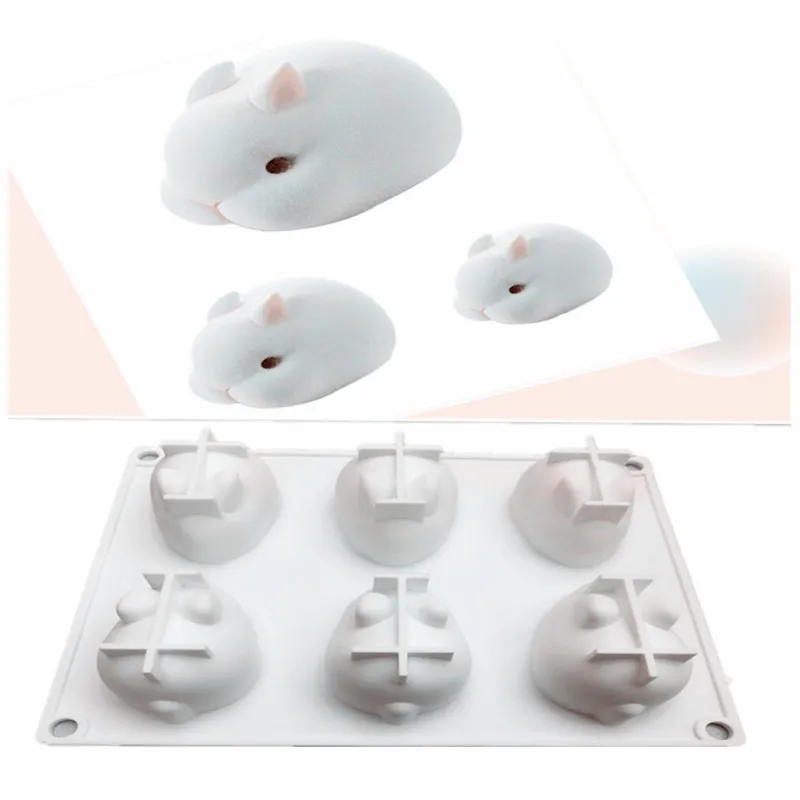 

6 Cavities Cake Silicone Mold Rabbit Mousse Mold For Baking Cake Dessert Fondant Cake Decorating Tools Chocolates Bakeware