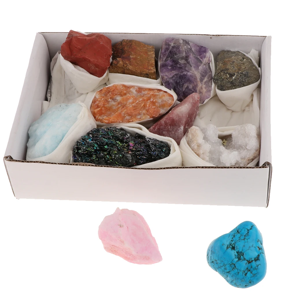 11pcs Mineral & Rock Samples Identification Kit, Kids Earth Geology Science Educational Toy, Geology Gemstone Kit