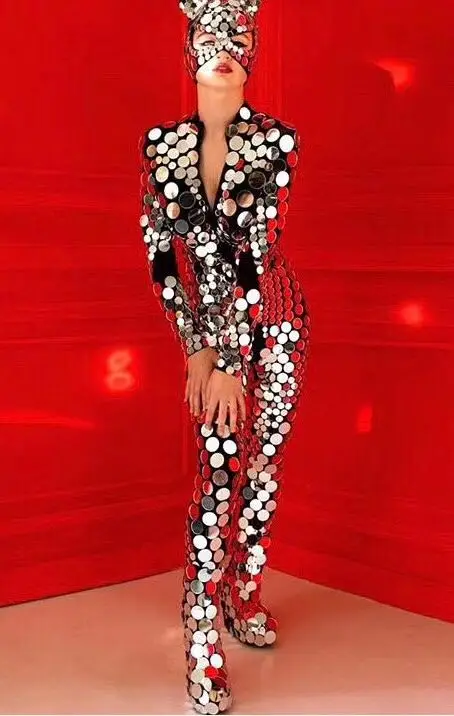 

2019 sexy women Girls Mirror costumes mirror man suit for nightclub stage performance
