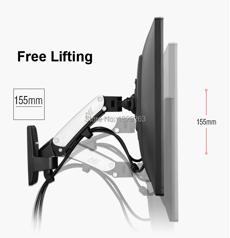 17-2" газовая пружина полный движения ТВ настенный ЖК светодиодный держатель для монитора алюминиевый кронштейн NB F120