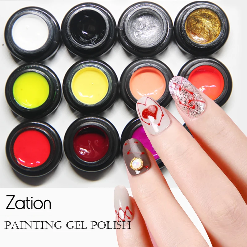 

Zation Resin Nail Art Primer Color Gel Nail Polish Set for Manicure DIY Painting Gel Varnish Top Base Coat Design UV LED Glue