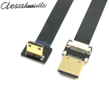 90 Degree Angled FPV Mini HDMI Male to HDMI Male FPC Flat Cable 10cm 20cm 30cm 50cm 100cm for Multicopter Aerial Photography