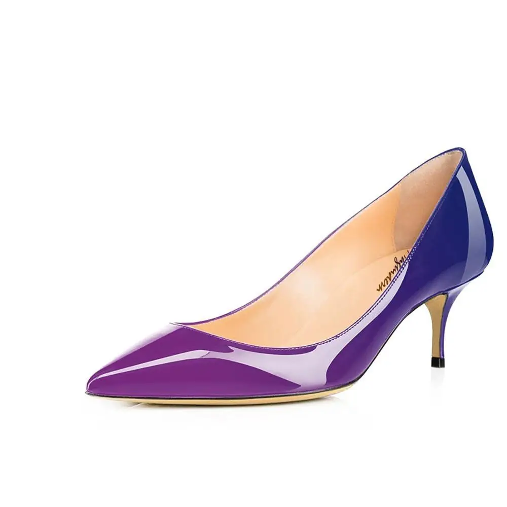

Women's pumps pointed toe shallow kitten heel patent leather fabric genuiner leather comfortable lining office dress shoes women