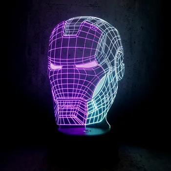 

3D Lamp Iron Man head Mix dual color 7 Color Led Gradient Night Light Sleeping movie Festival Birthday Gifts marvel fans gift