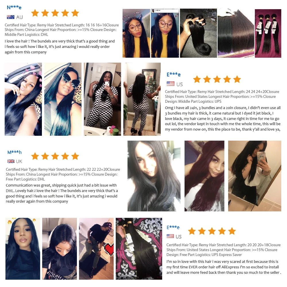 Sapphire Straight Hair Extensions Brazilian Hair Weave Bundles With Closure Human Hair Bundles With 2*6 Lace Closure Middle Part
