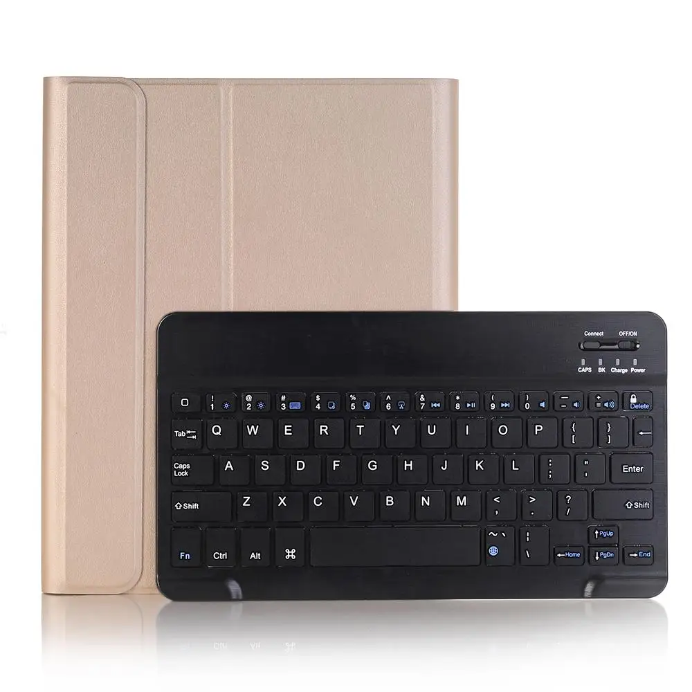 Для iPad чехол с клавиатурой и карандашом для iPad 9,7 5th 6th Generation Air 1 2 Русский Испанский чехол для клавиатуры - Цвет: Gold with Black