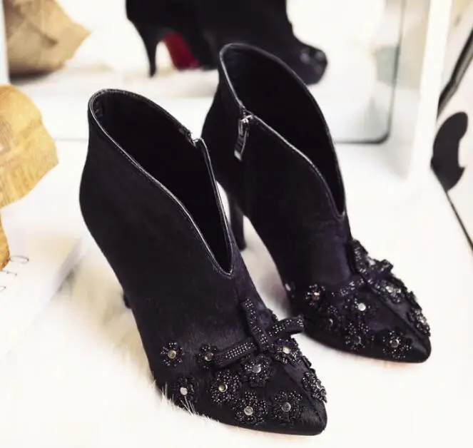 Mode As Qualité Show Bottes Intalian Haute Sexy Cheville Crin Luxe Talons 2018 Femmes Chaîne Dernière Perle De Designer wIEqpnTag