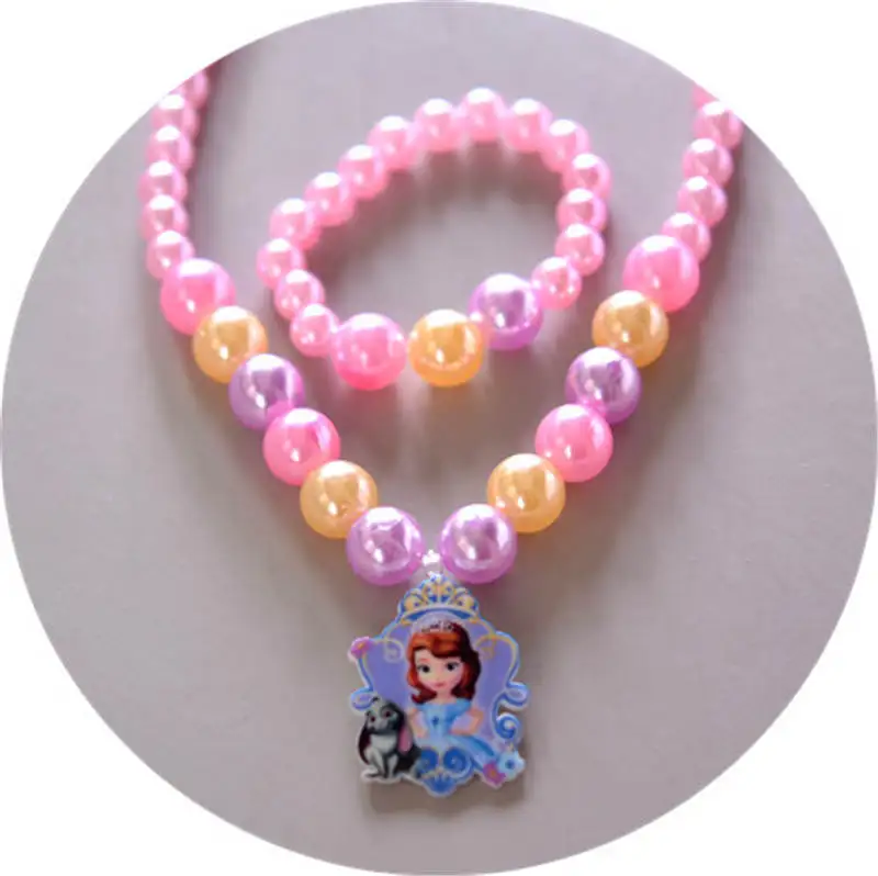 2 шт./партия Дисней Детские Куклы Аксессуары для девочек ожерелье+ браслет набор детский подарок холодное сердце принцесса - Цвет: 7
