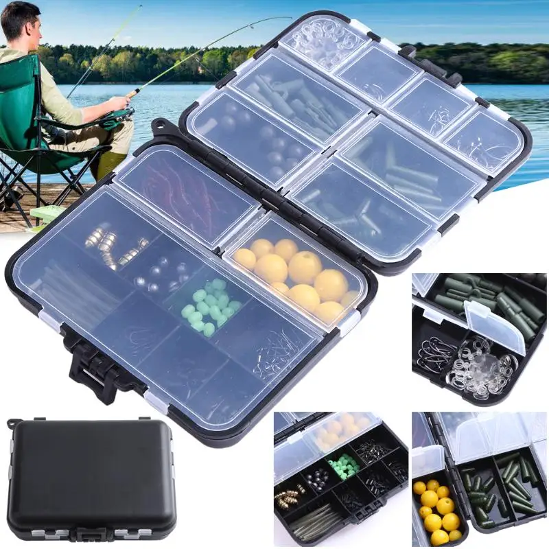 

189pcs Fishing Hooks Swivels Sinker Stoppers Connectors Fishing Tackle Box Connectors Fishing Tackle Box