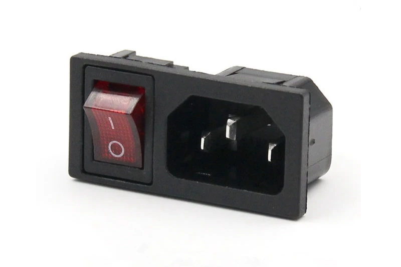 

Panel Mount Green Red Rocker Switch 3 Pin Plug Power Socket AC250V 10A