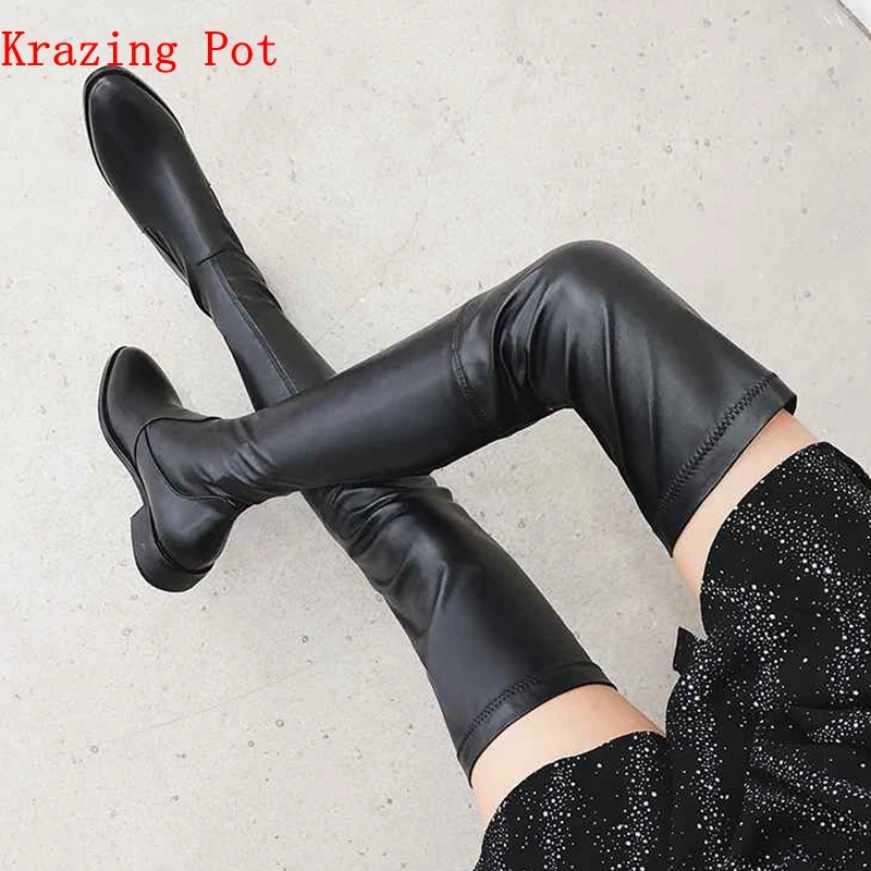 Krazing Pot/2020 натуральная кожа с круглым носком сапоги высоким голенищем женские