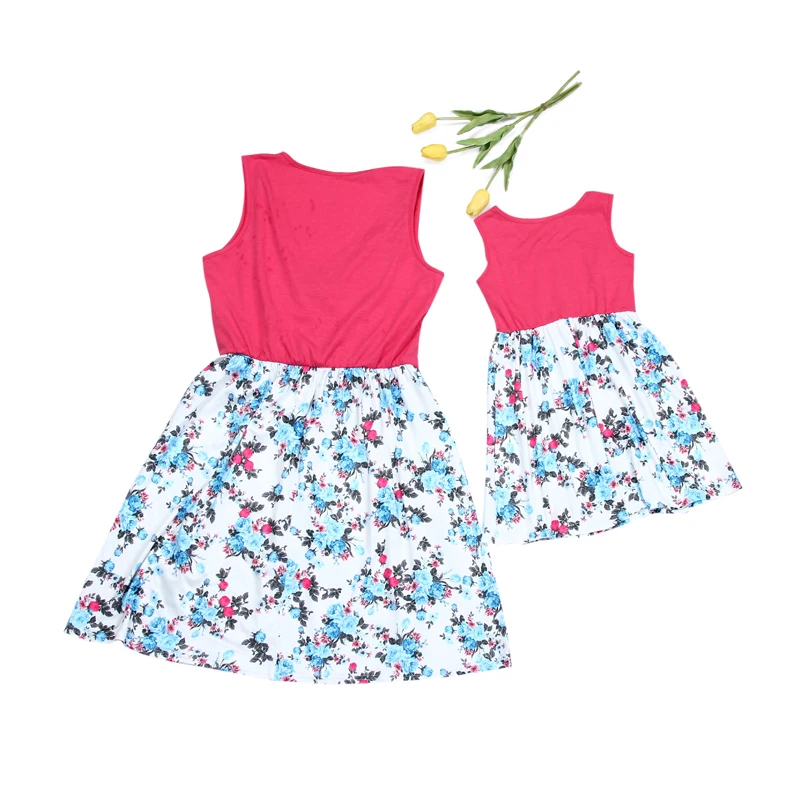 Одинаковая одежда для мамы и дочки; платье для мамы и дочки с цветочным рисунком; мини-платья «Мама и я»; одежда для всей семьи; пляжная одежда; Vestidos