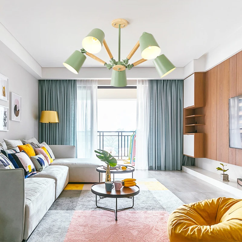 

Rotatable chandelier lighting living room wooden chandeliers bedroom ceiling lamp dining nordic lights kitchen hanging light kid