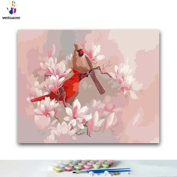 

DIY Coloring paint by numbers Flowers and birds paintings by numbers with kits 40x50 framed