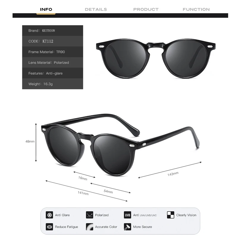 KEITHION TR90 Lightweight Tortoise Brown Glasses Men Women Classic Vintage Retro Polarized Sunglasses Round Sunglasses Eyewear KEITHION TR90 Lightweight Tortoise Brown Glasses Men Women Classic Vintage Retro Polarized Sunglasses Round Sunglasses Eyewear