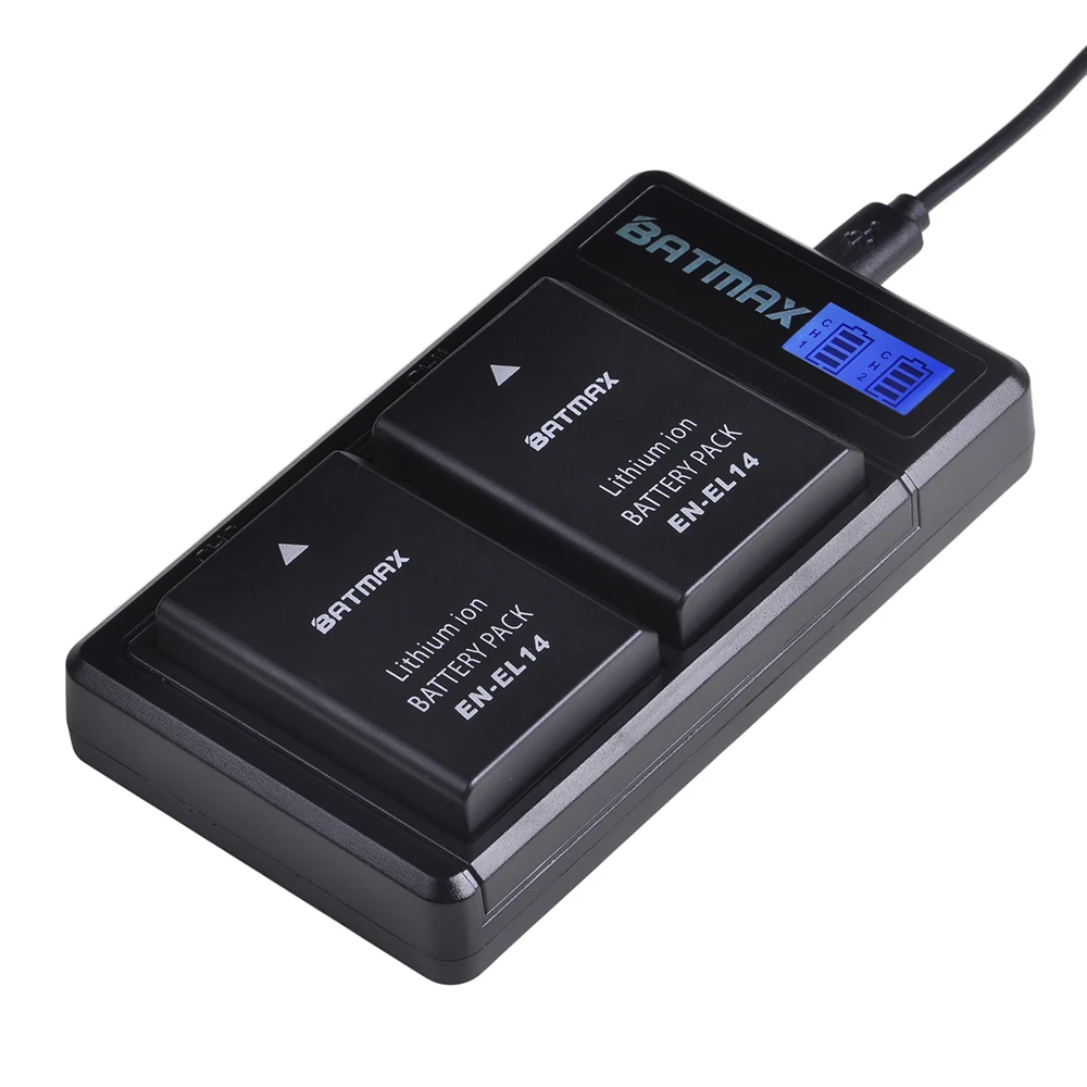 

Batmax EN-EL14 EN-EL14a Battery+LCD USB Dual Charger for Nikon P7800,P7700,P7100,P7000,D5600,D5500,D5300,D5200,D5100,D3200,D3300