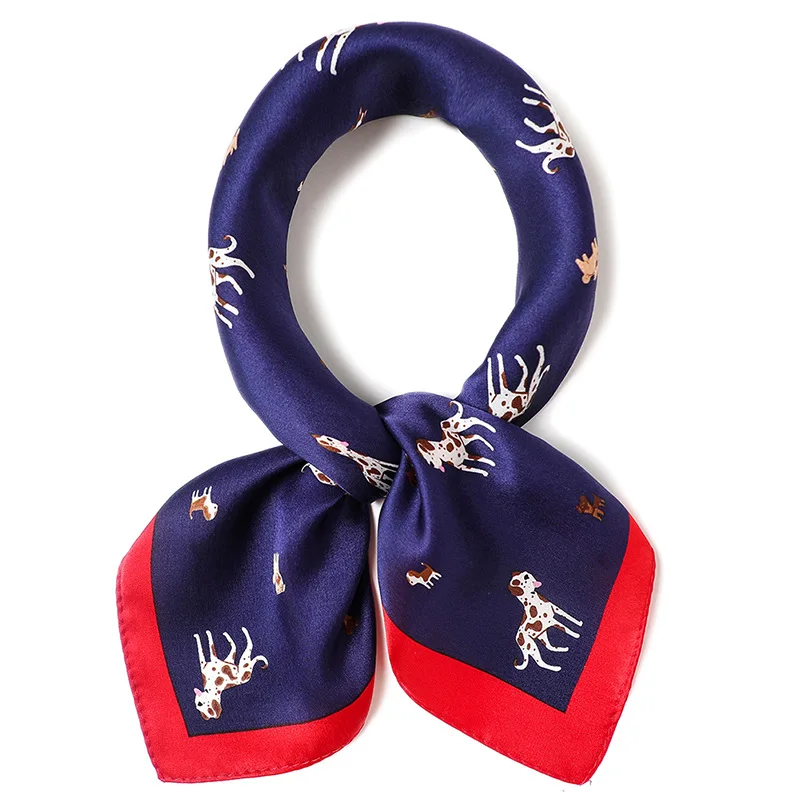 DANKEYISI чистый Шелковый женский шарф для детей Шелковый шарф шеи небольшой квадратный Печатный офисный женский шарф для девочек сумка лента для волос - Цвет: 2