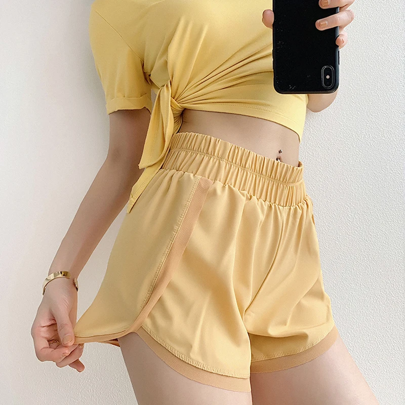 

SOISOU Women's Shorts Loose Solid Quick Drying Women's Summer Shorts Breathable High Waist Wokout Fitness Spodenki Damskie