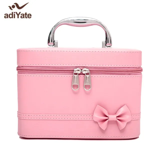 ADIYATE Japan Korea Big Cosmetic Case Pink Bow Tie Cosmetic Bag Cheap