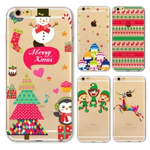 Case for iphone 6 6s Plus 6Plus 5 5s SE Christmas Tree Deer Santa Claus Snow Man transparent soft silicone Cover fundas bag capa