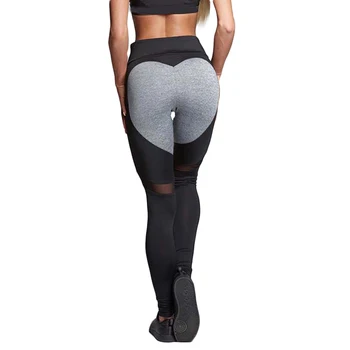 

NORMOV Fashion Women Leggings Heart Pattern Mesh Patchwork High Waist Push Up Leggins Fitness Elasticity Women Workout Leggings