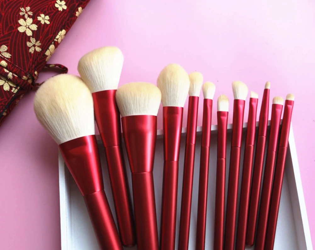 Pincéis de Maquiagem Punho de Madeira Matte Conjunto Compõem Escova Macia Coleção Sintética Kit pó Contorno Sombra Sobrancelha Escovas 12 Pçs 3 High Quality Beleza e saúde
