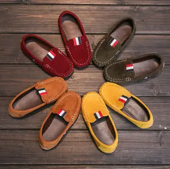 

2018 Autumn Kids Flock PU Leather Casual Shoes Boys Loafers All Sizes 21-36 Boys Slip-on Soft Breathable Shoes