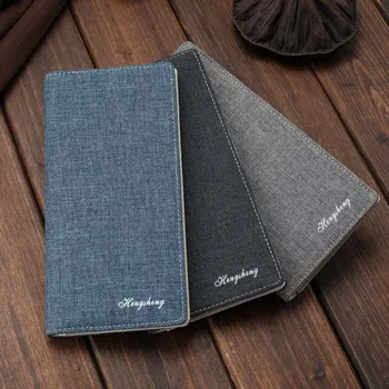 

2018 New Fashion Mens Bifold Wallets Slim Canvas Long Wallets Clutch Purse Male Coin Holder Casual Wallet Men Carteira Masculina