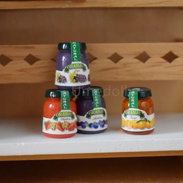 4pcs 16 Scale Dollhouse Miniature Jam Model Mini Doll Food
