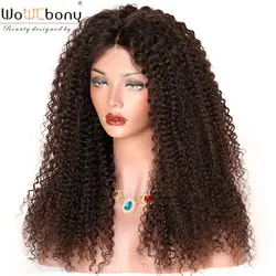 Странный вьющиеся Синтетические волосы на кружеве человеческих волос парики с ребенком волосы парик шнурка бразильских Реми