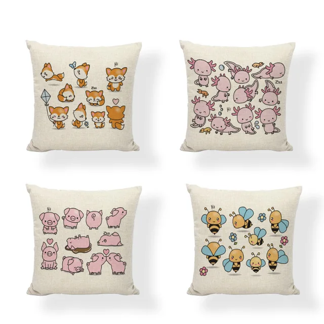 Special Offers Cute Axolotl Cushion Cover Bee Pig Fox Print Linen 45*45cm Pillowcase Home Living Room Sofa Chair Cushion Decoration Accessories Special Offers Cute Axolotl Cushion Cover Bee Pig Fox Print Linen 45*45cm Pillowcase Home Living Room Sofa Chair Cushion Decoration Accessories