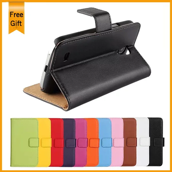 

Luxury Real Genuine Leather Wallet Case for Samsung Galaxy S4 Mini I9190 I9192 I9195 Stand Flip Cell Phone Bag Cover black