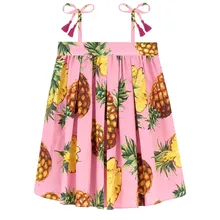 Платье для девочек милая детская одежда с принтом ананаса детское платье для девочек Брендовое модное милое праздничное платье для маленьких девочек с кисточками
