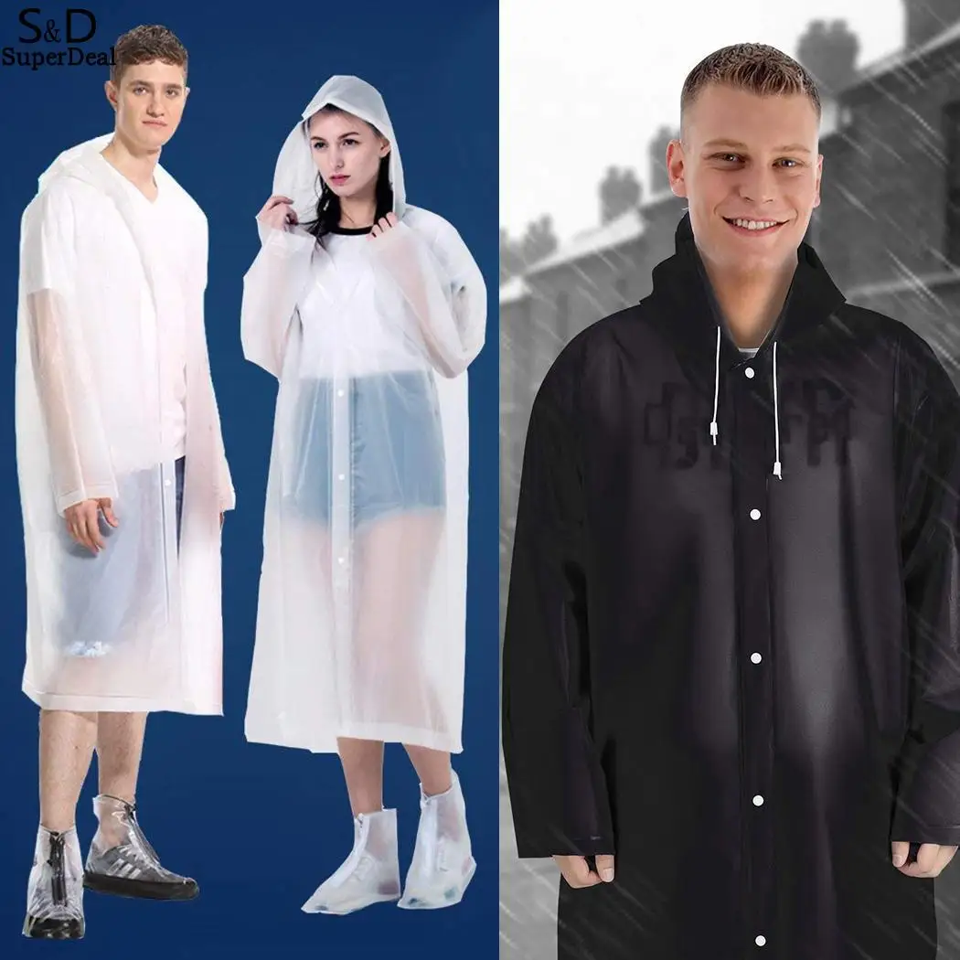 

Raincoat Non-disposable 13 Travelling Cycling EVA Unisex 33cm Adults Waterproof Camping rain coat