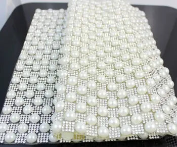 

24*40cm/Sheet, Pearl And 2.5mmm Clear Rhinestone Trimming, Wedding Decoration, Fancy Mesh Strass Hotfix Iron On Clothing Crafts