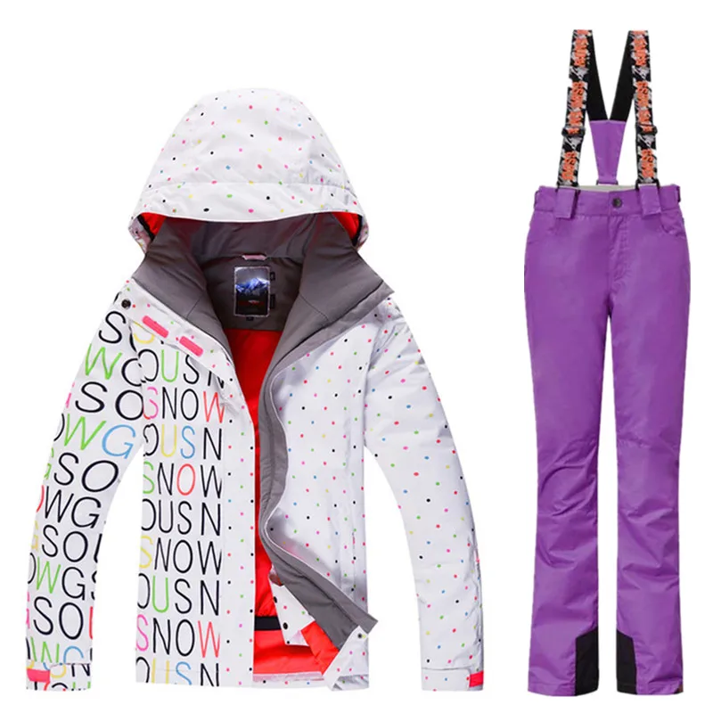 Gsou Snow Brand лыжный костюм Для женщин зимняя Лыжная куртка Брюки для девочек