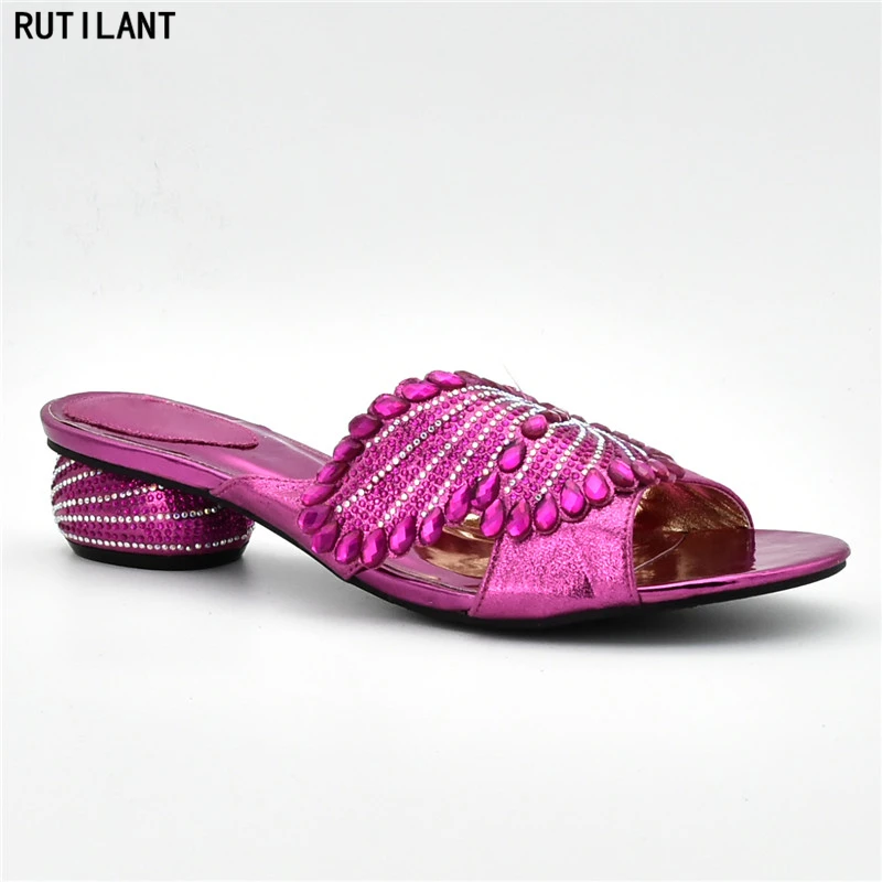 

Latest Design Wedding Shoes Bride Nigerian Women Wedding Shoes Decorated with Rhinestone Sandal Women 2019 Elegant Party Shoes