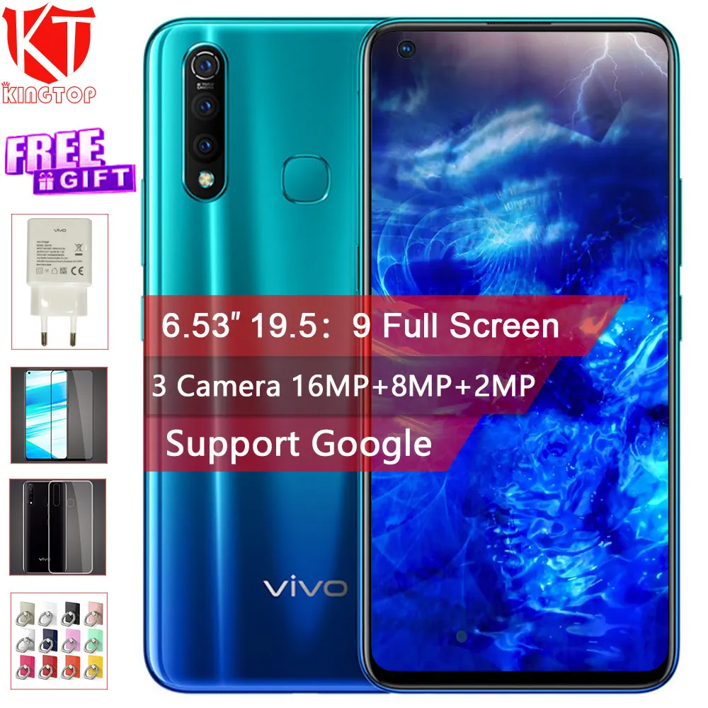 Мобильный телефон vivo Z5x, 5000 мАч, 6,53 дюйма, 4G, 64G, Восьмиядерный процессор Snapdragon 710, камера 16 МП, Android 9, смартфон, play store